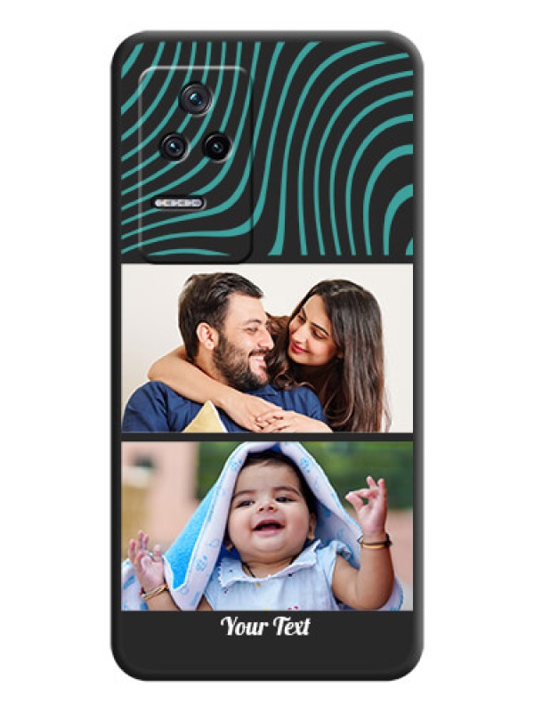Custom Wave Pattern with 2 Image Holder on Space Black Personalized Soft Matte Phone Covers - Poco F4 5G