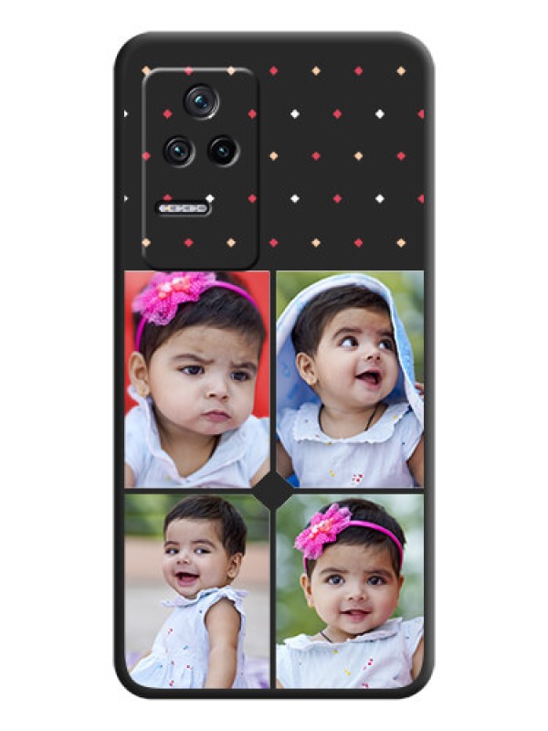 Custom Multicolor Dotted Pattern with 4 Image Holder on Space Black Custom Soft Matte Phone Cases - Poco F4 5G