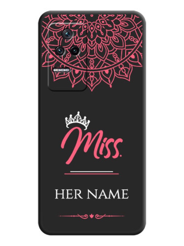 Custom Mrs Name with Floral Design on Space Black Personalized Soft Matte Phone Covers - Poco F4 5G
