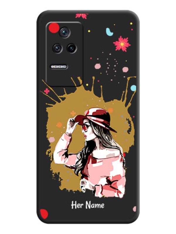 Custom Mordern Lady With Color Splash Background With Custom Text On Space Black Personalized Soft Matte Phone Covers -Poco F4 5G