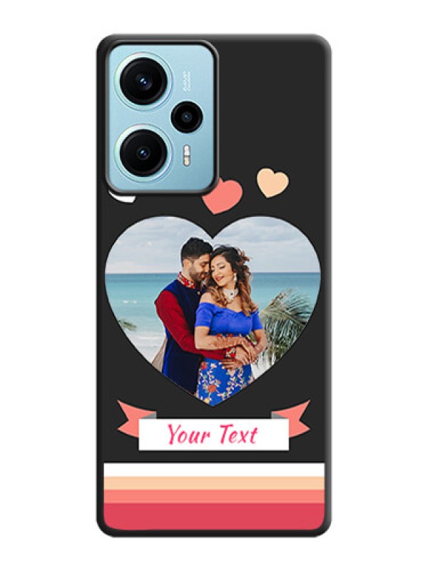 Custom Love Shaped Photo with Colorful Stripes On Space Black Custom Soft Matte Mobile Back Cover - Poco F5