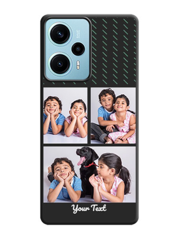 Custom Cross Dotted Pattern with 2 Image Holder On Space Black Custom Soft Matte Mobile Back Cover - Poco F5
