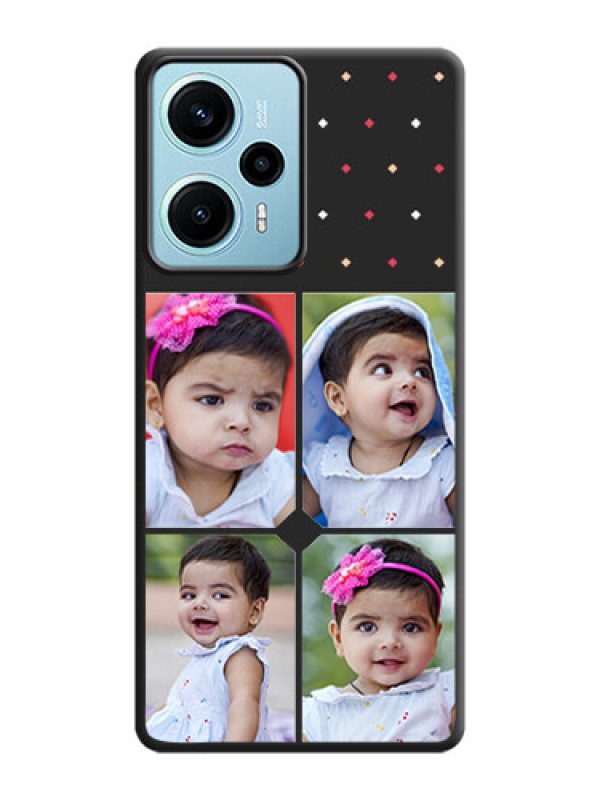 Custom Multicolor Dotted Pattern with 4 Image Holder On Space Black Custom Soft Matte Mobile Back Cover - Poco F5
