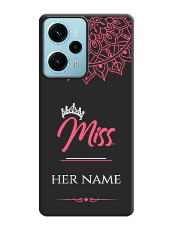 Custom Mrs Name with Floral Design On Space Black Custom Soft Matte Mobile Back Cover - Poco F5