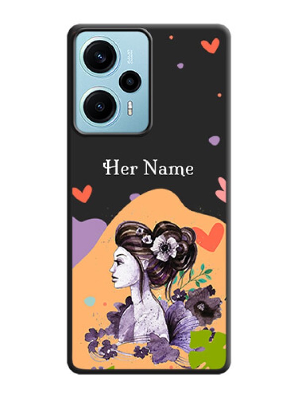 Custom Namecase For Her With Fancy Lady Image On Space Black Custom Soft Matte Mobile Back Cover - Poco F5