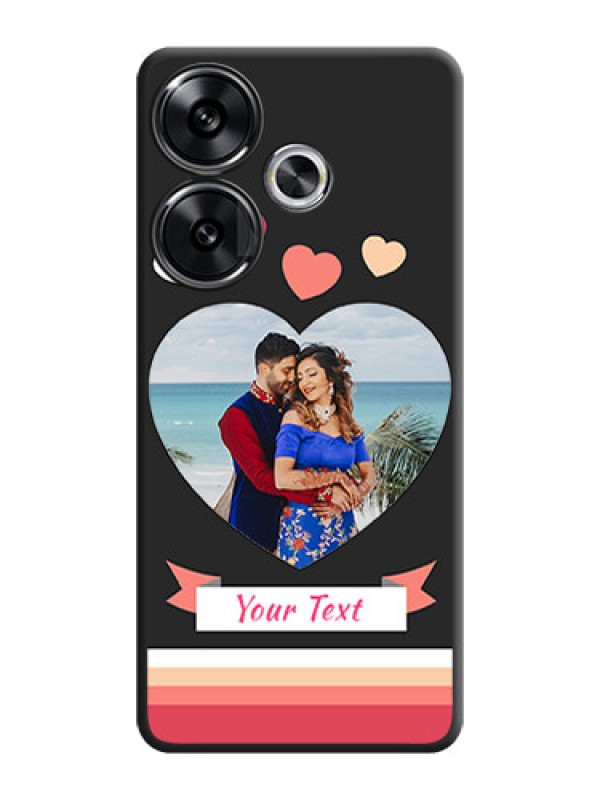 Custom Love Shaped Photo with Colorful Stripes On Space Black Custom Soft Matte Mobile Back Cover - Poco F6 5G