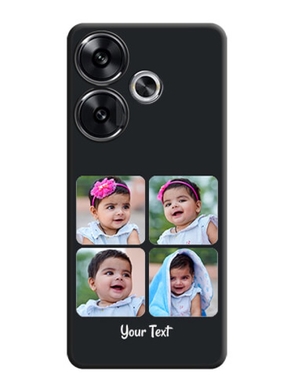 Custom Floral Art with 6 Image Holder on Photo On Space Black Custom Soft Matte Mobile Back Cover - Poco F6 5G