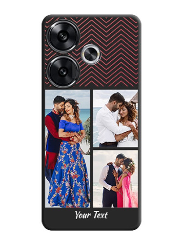 Custom Wave Pattern with 3 Image Holder On Space Black Custom Soft Matte Mobile Back Cover - Poco F6 5G