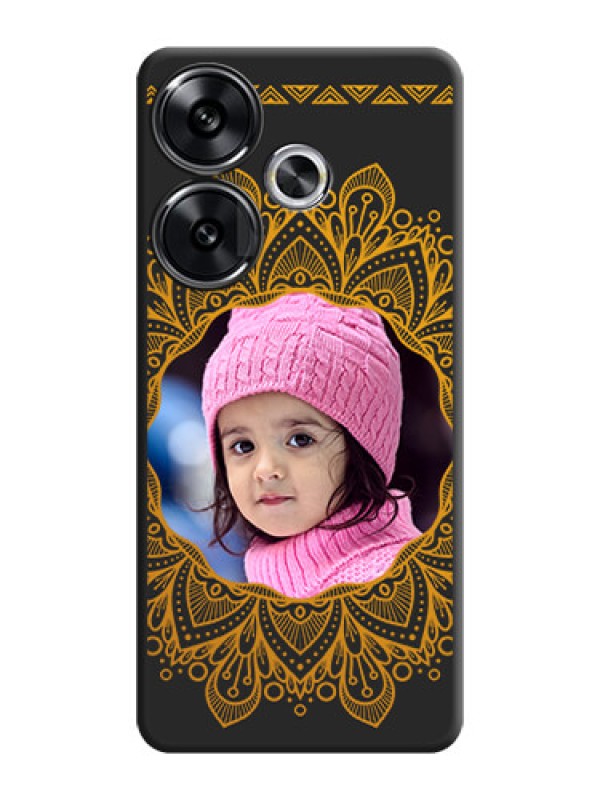 Custom Round Image with Floral Design On Space Black Custom Soft Matte Mobile Back Cover - Poco F6 5G