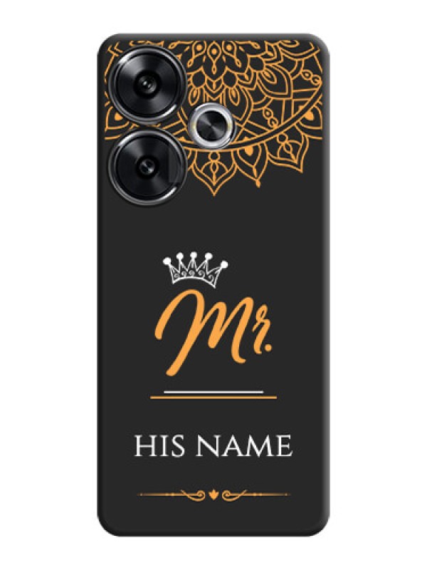 Custom Mr Name with Floral Design On Space Black Custom Soft Matte Mobile Back Cover - Poco F6 5G