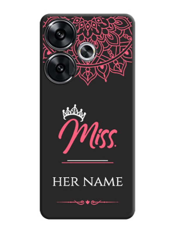 Custom Mrs Name with Floral Design On Space Black Custom Soft Matte Mobile Back Cover - Poco F6 5G