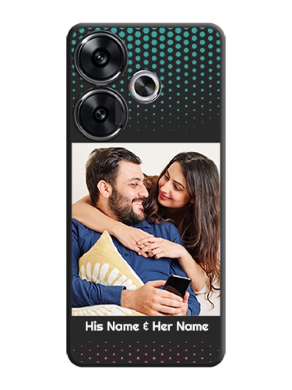 Custom Faded Dots with Grunge Photo Frame and Text On Space Black Custom Soft Matte Mobile Back Cover - Poco F6 5G