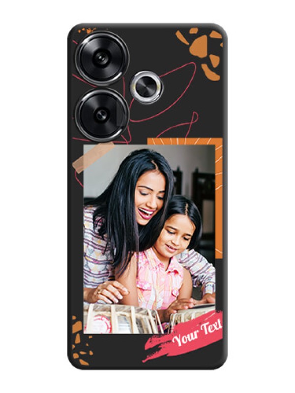 Custom Orange Photo Frame On Space Black Custom Soft Matte Mobile Back Cover - Poco F6 5G