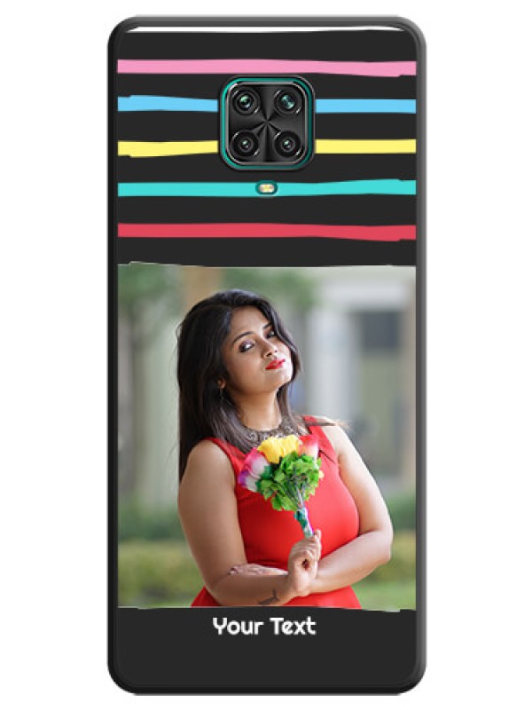 Custom Multicolor Lines with Image on Space Black Personalized Soft Matte Phone Covers - Poco M2 Pro