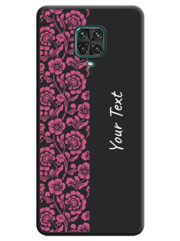 Custom Pink Floral Pattern Design With Custom Text On Space Black Personalized Soft Matte Phone Covers -Poco M2 Pro