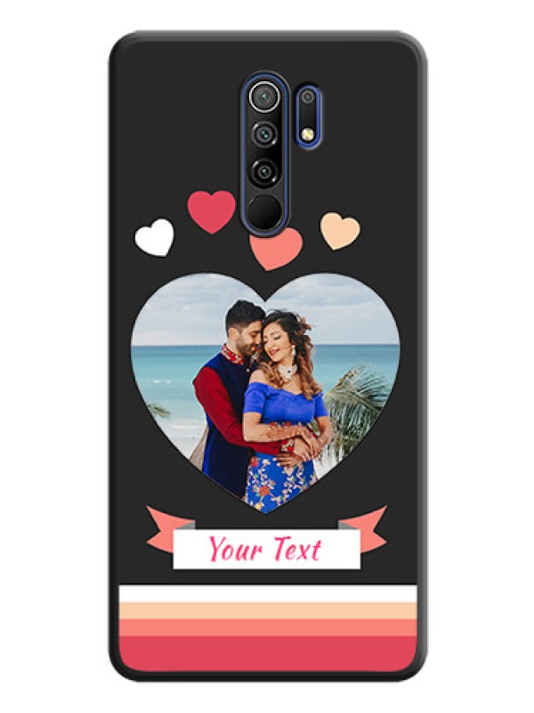 Custom Love Shaped Photo with Colorful Stripes on Personalised Space Black Soft Matte Cases - Poco M2 Reloaded