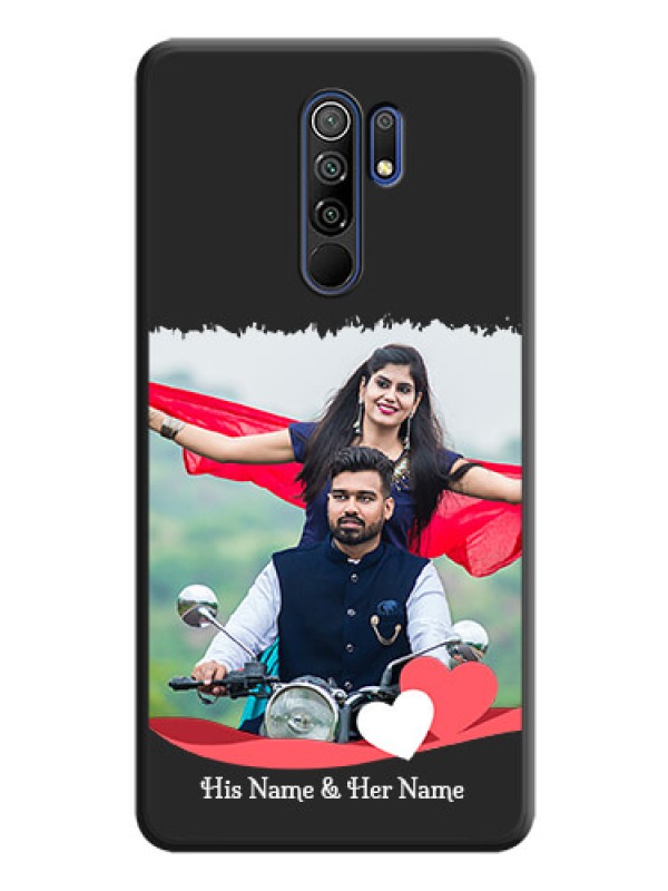 Custom Pin Color Love Shaped Ribbon Design with Text on Space Black Custom Soft Matte Phone Back Cover - Poco M2 Reloaded