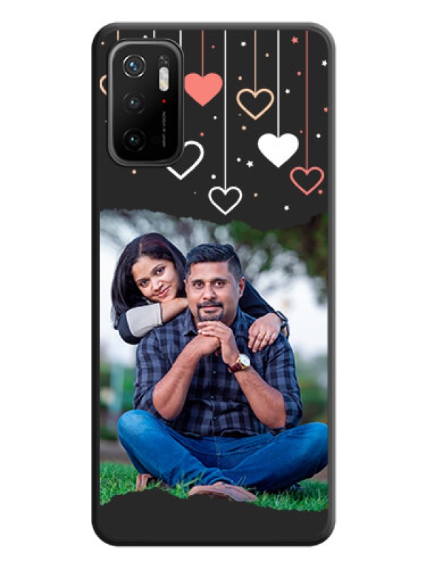 Custom Love Hangings with Splash Wave Picture on Space Black Custom Soft Matte Phone Back Cover - Poco M3 Pro
