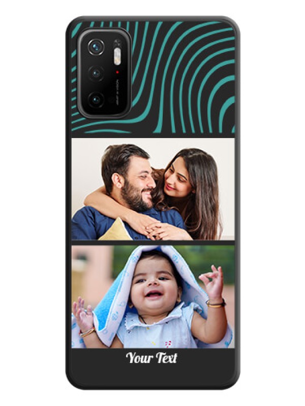 Custom Wave Pattern with 2 Image Holder on Space Black Personalized Soft Matte Phone Covers - Poco M3 Pro
