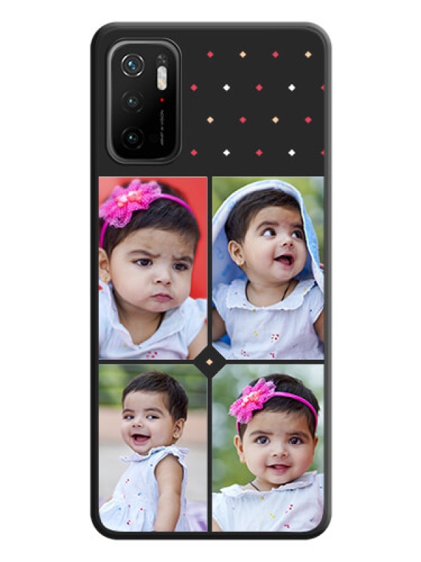 Custom Multicolor Dotted Pattern with 4 Image Holder on Space Black Custom Soft Matte Phone Cases - Poco M3 Pro
