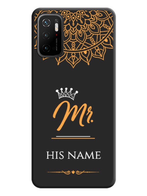 Custom Mr Name with Floral Design  on Personalised Space Black Soft Matte Cases - Poco M3 Pro
