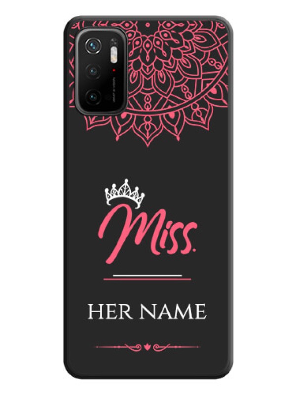 Custom Mrs Name with Floral Design on Space Black Personalized Soft Matte Phone Covers - Poco M3 Pro
