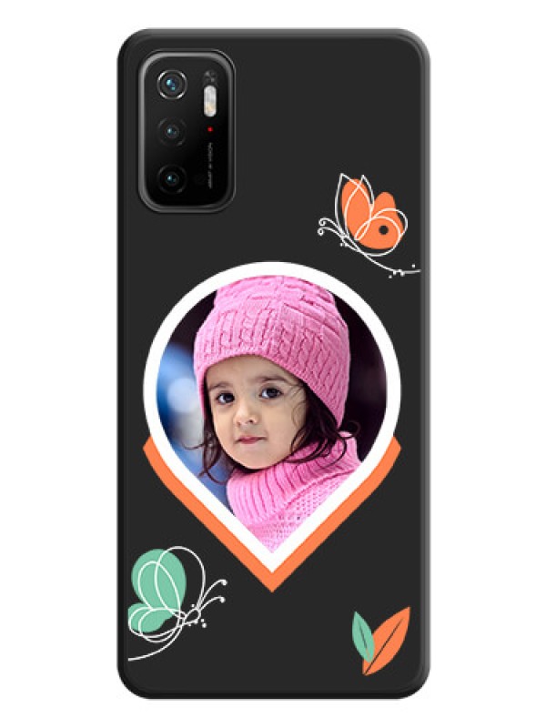 Custom Upload Pic With Simple Butterly Design On Space Black Personalized Soft Matte Phone Covers -Poco M3 Pro