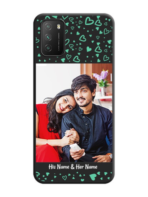Custom Sea Green Indefinite Love Pattern on Photo on Space Black Soft Matte Mobile Cover - Poco M3