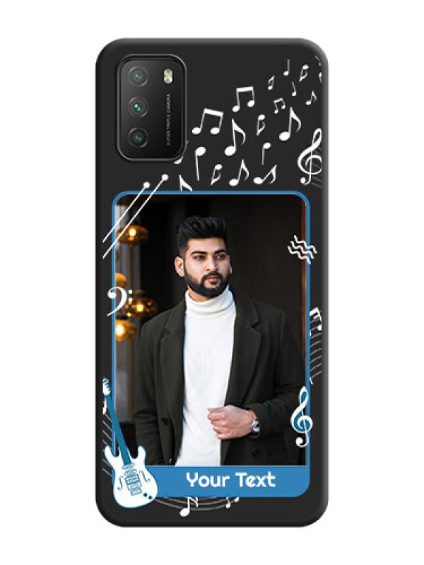 Custom Musical Theme Design with Text on Photo on Space Black Soft Matte Mobile Case - Poco M3