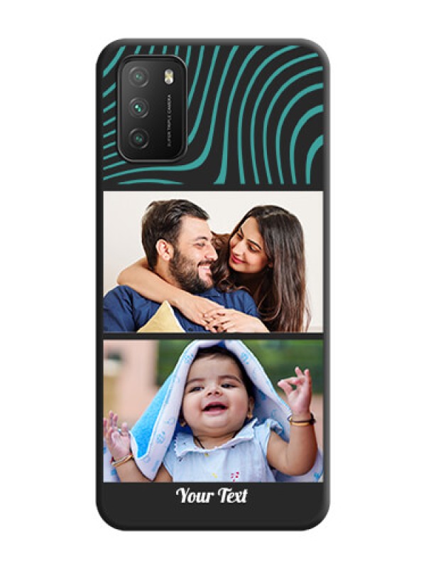 Custom Wave Pattern with 2 Image Holder on Space Black Personalized Soft Matte Phone Covers - Poco M3
