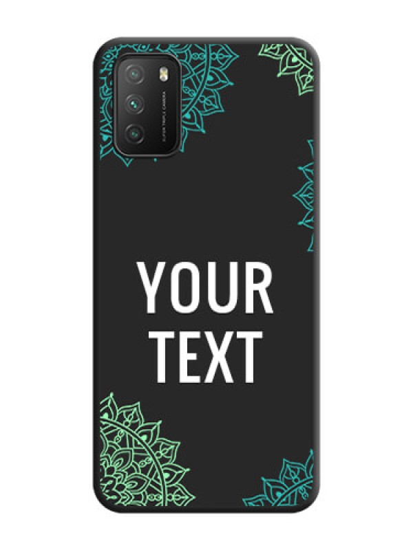 Custom Your Name with Floral Design on Space Black Custom Soft Matte Back Cover - Poco M3