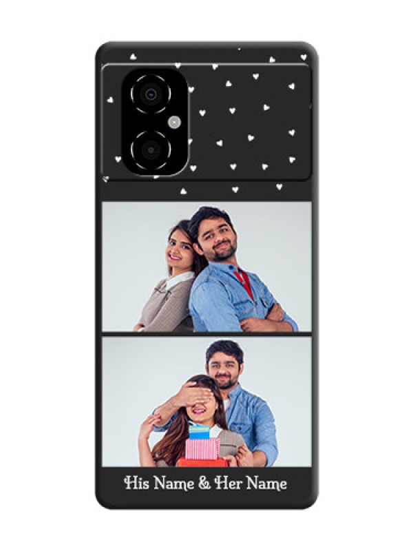 Custom Miniature Love Symbols with Name on Space Black Custom Soft Matte Back Cover - Poco M4 5G