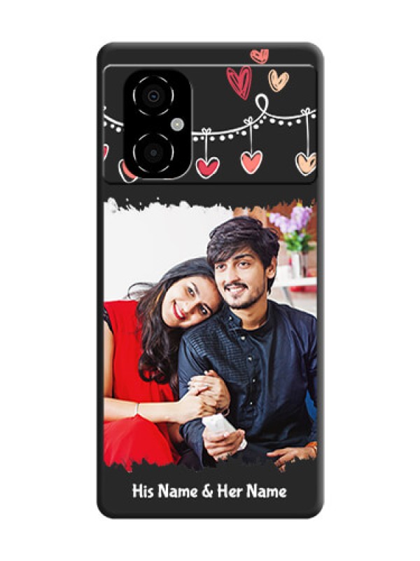 Custom Pink Love Hangings with Name on Space Black Custom Soft Matte Phone Cases - Poco M4 5G