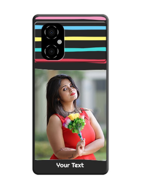 Custom Multicolor Lines with Image on Space Black Personalized Soft Matte Phone Covers - Poco M4 5G