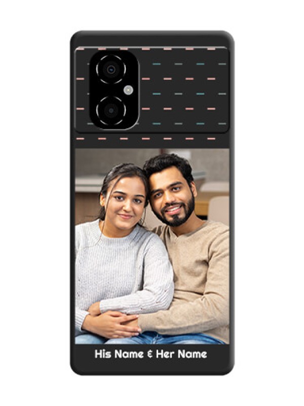 Custom Line Pattern Design with Text on Space Black Custom Soft Matte Phone Back Cover - Poco M4 5G