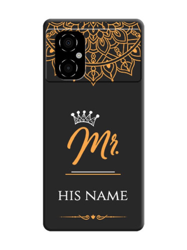 Custom Mr Name with Floral Design  on Personalised Space Black Soft Matte Cases - Poco M4 5G