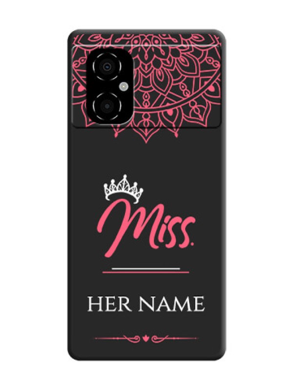 Custom Mrs Name with Floral Design on Space Black Personalized Soft Matte Phone Covers - Poco M4 5G