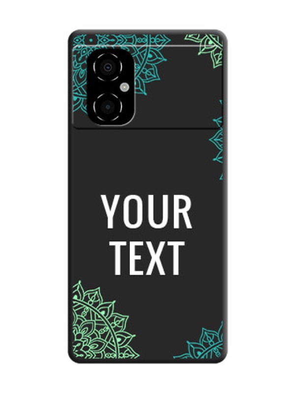 Custom Your Name with Floral Design on Space Black Custom Soft Matte Back Cover - Poco M4 5G
