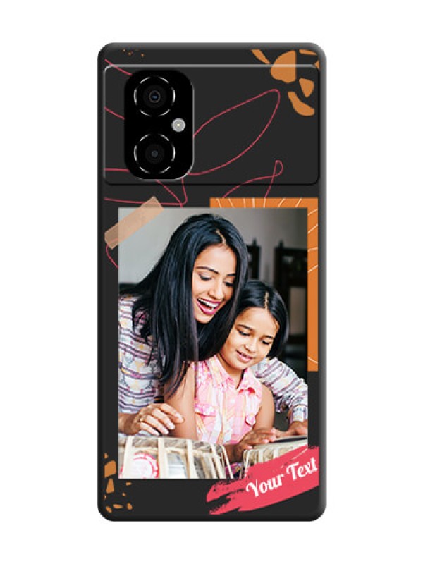 Custom Orange Photo Frame on Space Black Custom Soft Matte Phone Back Cover - Poco M4 5G
