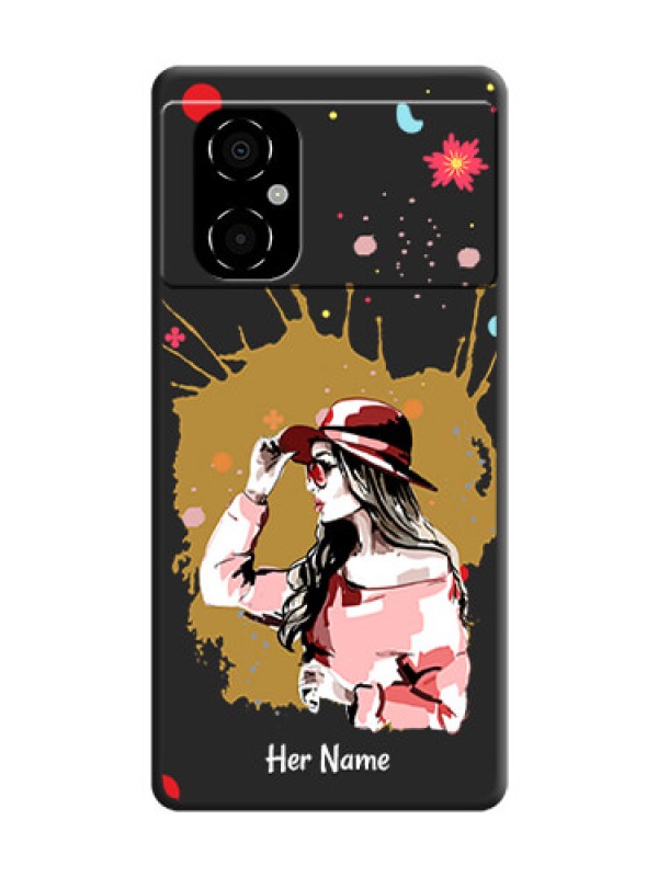 Custom Mordern Lady With Color Splash Background With Custom Text On Space Black Personalized Soft Matte Phone Covers -Poco M4 5G