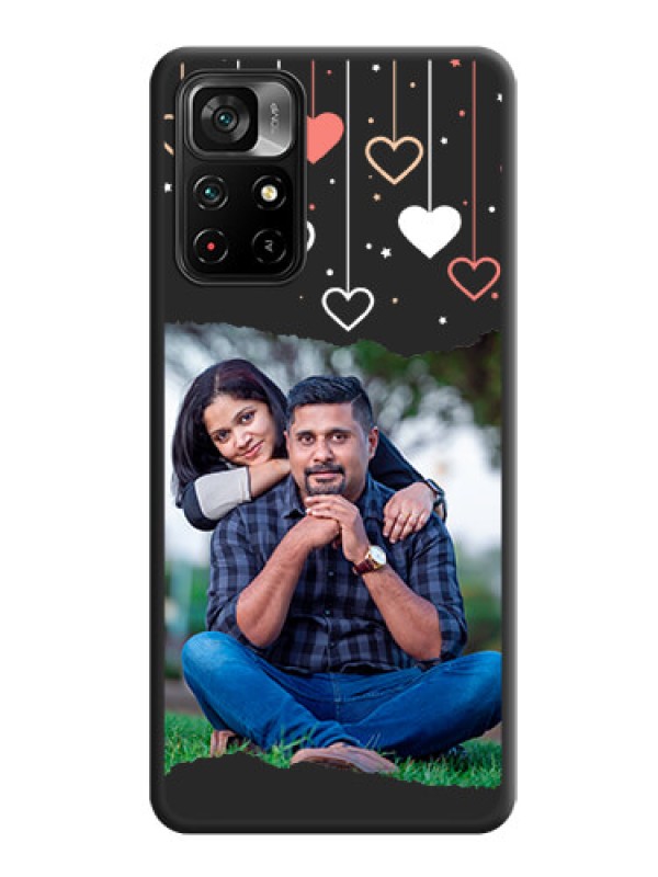 Custom Love Hangings with Splash Wave Picture on Space Black Custom Soft Matte Phone Back Cover - Poco M4 Pro 5G