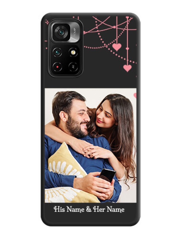 Custom Pink Love Hangings with Text on Space Black Custom Soft Matte Back Cover - Poco M4 Pro 5G