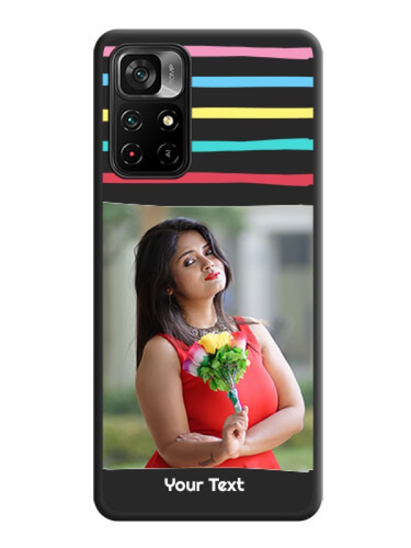 Custom Multicolor Lines with Image on Space Black Personalized Soft Matte Phone Covers - Poco M4 Pro 5G