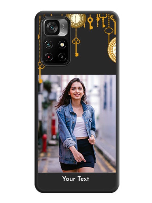 Custom Decorative Design with Text on Space Black Custom Soft Matte Back Cover - Poco M4 Pro 5G