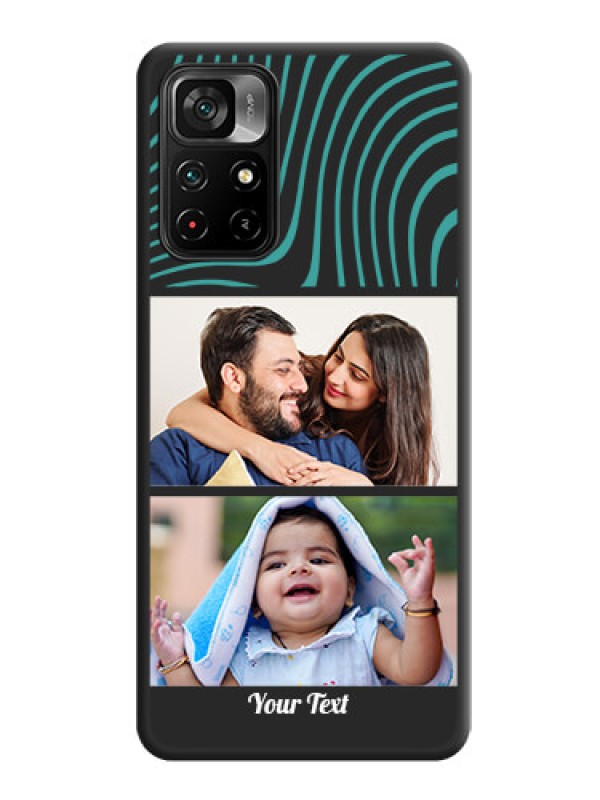 Custom Wave Pattern with 2 Image Holder on Space Black Personalized Soft Matte Phone Covers - Poco M4 Pro 5G