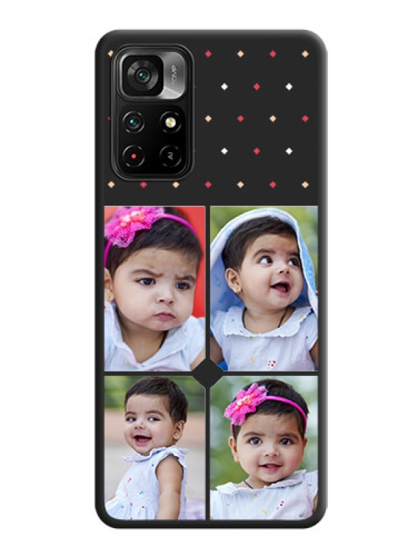 Custom Multicolor Dotted Pattern with 4 Image Holder on Space Black Custom Soft Matte Phone Cases - Poco M4 Pro 5G