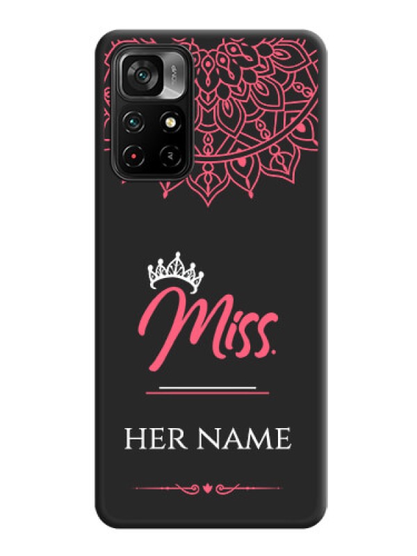 Custom Mrs Name with Floral Design on Space Black Personalized Soft Matte Phone Covers - Poco M4 Pro 5G