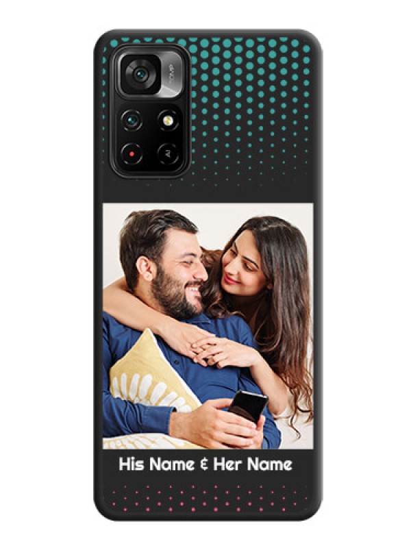 Custom Faded Dots with Grunge Photo Frame and Text on Space Black Custom Soft Matte Phone Cases - Poco M4 Pro 5G