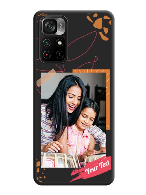 Custom Orange Photo Frame on Space Black Custom Soft Matte Phone Back Cover - Poco M4 Pro 5G
