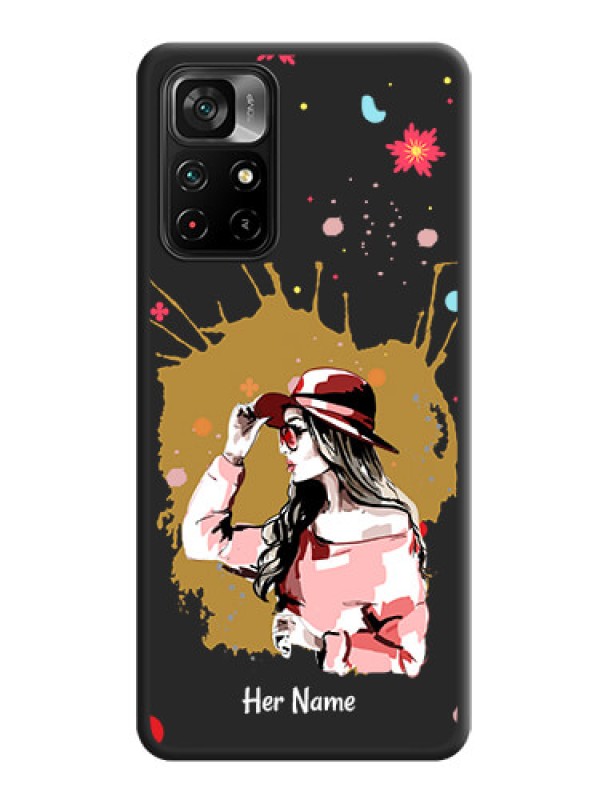 Custom Mordern Lady With Color Splash Background With Custom Text On Space Black Personalized Soft Matte Phone Covers -Poco M4 Pro 5G